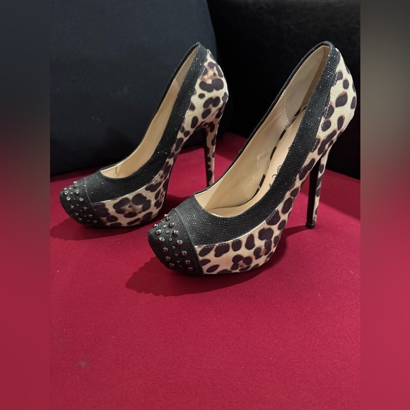 Penny Loves Kenny Shoes - Penny Loves Kenny Black and Tan Leopard Heels